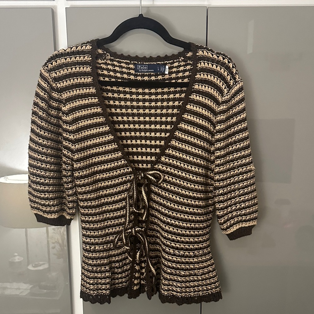 Polo by Ralph Lauren Brown and Cream Striped Cardigan
